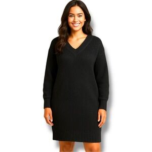 Olive + Oak Black Knit V-Neck Sweater – Size L ✨